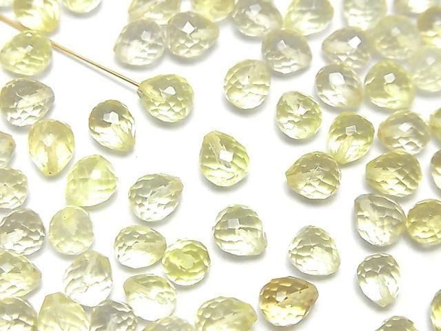 高品質檸檬晶 AAA 半孔刻面水滴 6x5mm 5顆