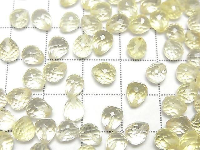 高品質檸檬晶 AAA 半孔刻面水滴 6x5mm 5顆