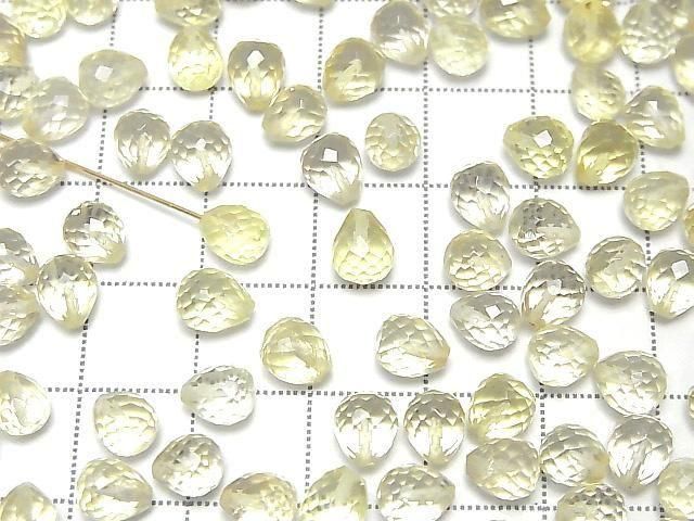 高品質檸檬晶 AAA 半孔刻面水滴 6x5mm 5顆