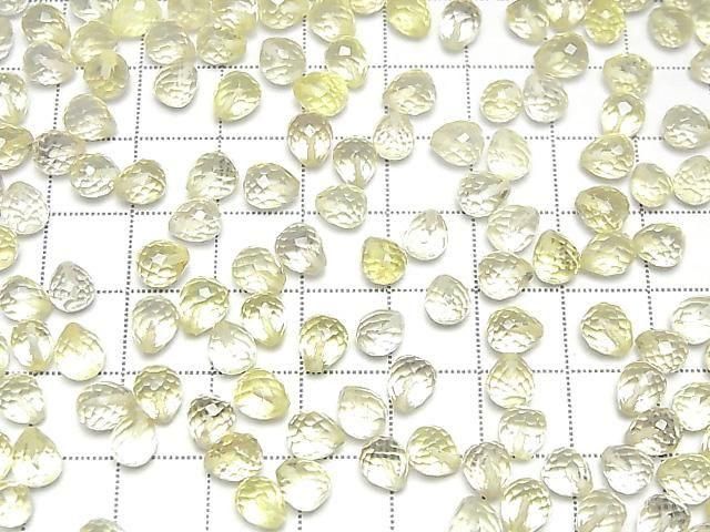 高品質檸檬晶 AAA 半孔刻面水滴 6x5mm 5顆
