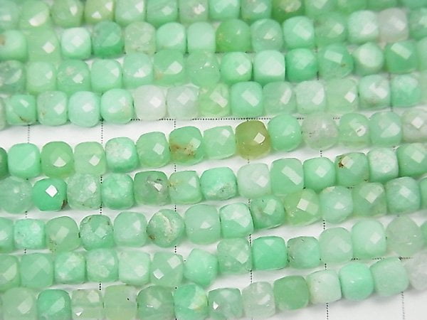 High Quality! Chrysoprase AA+ Cube Shape 4x4x4mm half or 1strand beads (aprx.15inch/37cm)