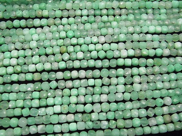 High Quality! Chrysoprase AA+ Cube Shape 4x4x4mm half or 1strand beads (aprx.15inch/37cm)