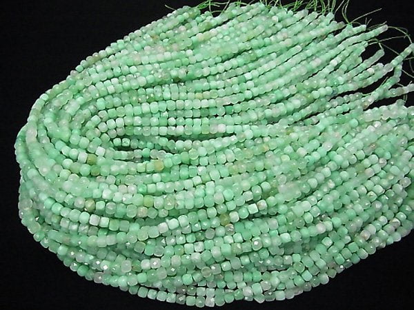 High Quality! Chrysoprase AA+ Cube Shape 4x4x4mm half or 1strand beads (aprx.15inch/37cm)