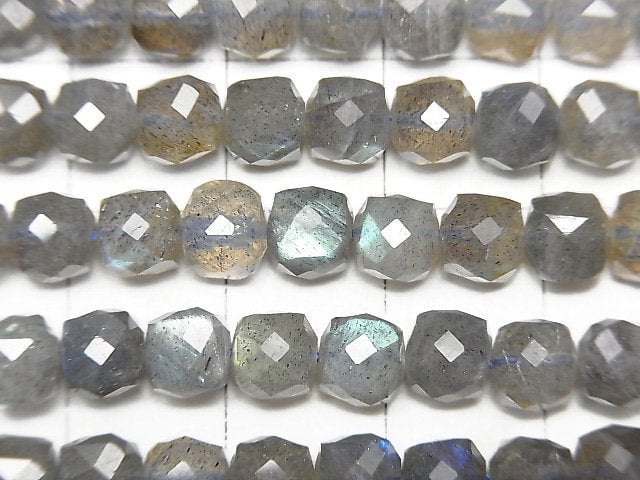 Hochwertig! Labradorit AA++ Würfelform 6x6x6mm halb oder 1 Strang Perlen (ca. 15 Zoll / 37 cm)