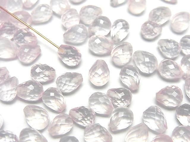 優質玫瑰石英 AAA 半鑽孔刻面水滴 6x5mm 5顆