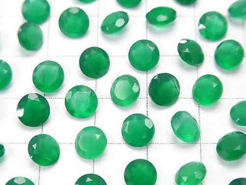 Hochwertiger grüner Onyx AAA lose Steine runder facettierter 6x6mm 10 Stück
