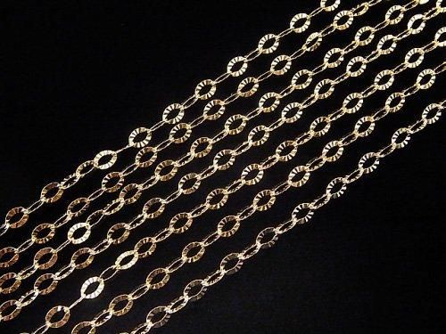 14KGF Flat Oval Chain, 4.2x2.6mm, 10cm