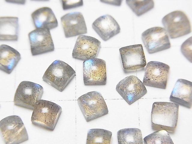 Hochwertiger Labradorit AAA- quadratischer Cabochon 4x4mm 10 Stück