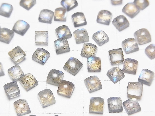Hochwertiger Labradorit AAA- quadratischer Cabochon 4x4mm 10 Stück