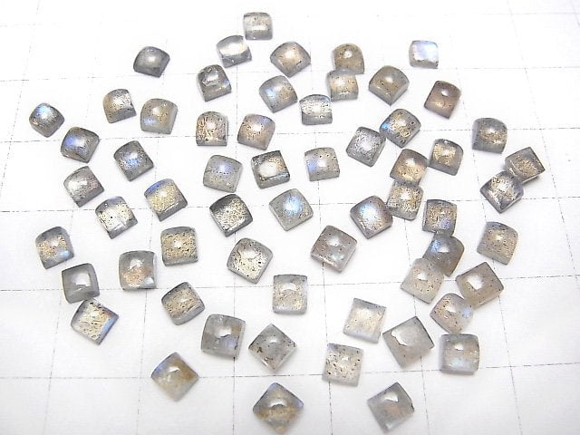 Hochwertiger Labradorit AAA- quadratischer Cabochon 4x4mm 10 Stück