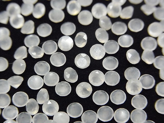 Hochwertiger weißer Mondstein AAA lose Steine rund facettiert 3x3mm 10 Stück