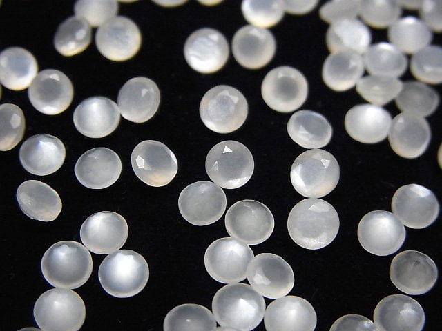 Hochwertiger weißer Mondstein AAA lose Steine rund facettiert 4x4mm 10 Stück