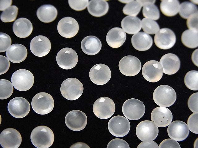 Hochwertiger weißer Mondstein AAA lose Steine rund facettiert 4x4mm 10 Stück