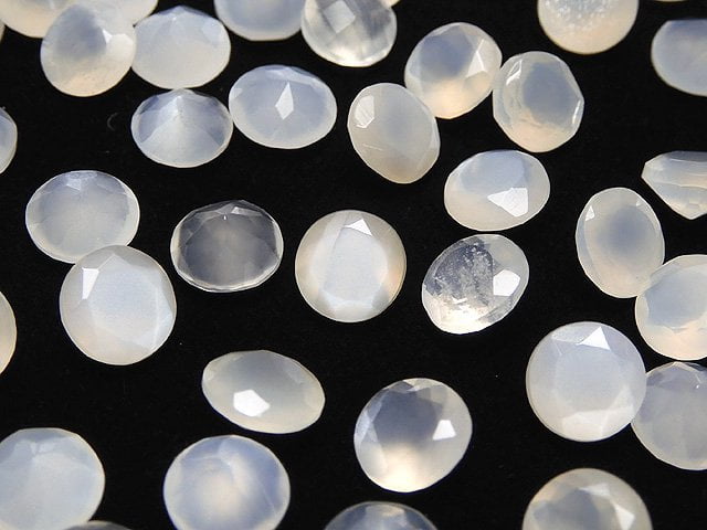 Hochwertiger weißer Mondstein AAA unbohrbar rund facettiert 6x6x3mm 5 Stück 5,79 $!