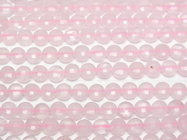 Hochwertig! Rosenquarz AA++ facettierte Münze 6x6x3,5mm 1 Strang Perlen (ca. 15 Zoll / 37 cm)