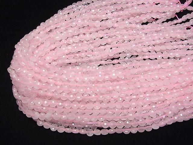 Hochwertig! Rosenquarz AA++ facettierte Münze 6x6x3,5mm 1 Strang Perlen (ca. 15 Zoll / 37 cm)