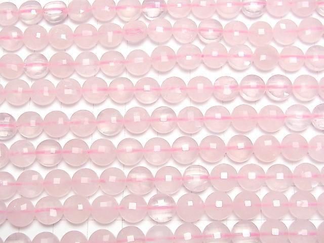Hochwertig! Rosenquarz AA++ facettierte Münze 8x8x5mm halb oder 1Strang Perlen (ca. 15Zoll/37cm)