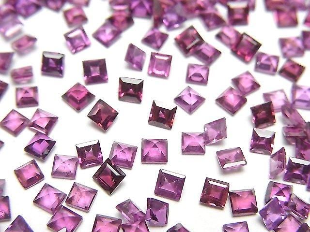 高品質紫牙烏石榴石 AAA 刻面方形裸石 3x3mm 10顆