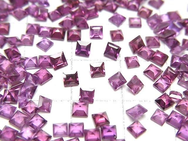 高品質紫牙烏石榴石 AAA 刻面方形裸石 3x3mm 10顆
