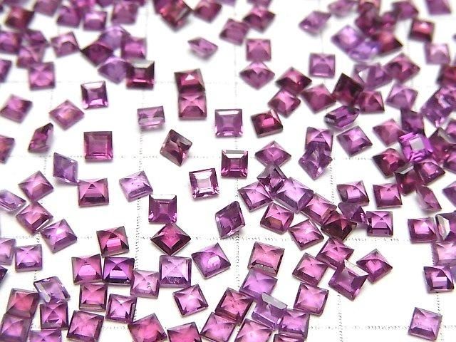 高品質紫牙烏石榴石 AAA 刻面方形裸石 3x3mm 10顆