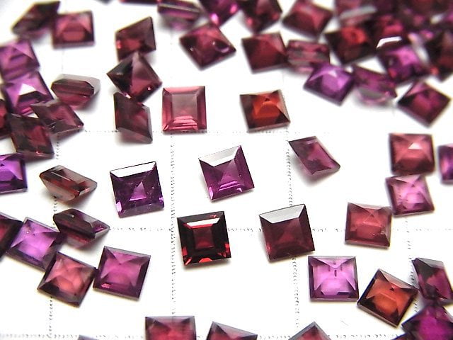 Hochwertiger Rhodolith Granat AAA Lose Steine Quadrat Facettiert 4x4mm 5 Stück