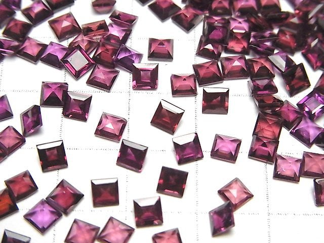 Hochwertiger Rhodolith Granat AAA Lose Steine Quadrat Facettiert 4x4mm 5 Stück