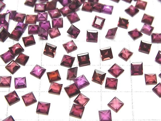 Hochwertiger Rhodolith Granat AAA Lose Steine Quadrat Facettiert 4x4mm 5 Stück