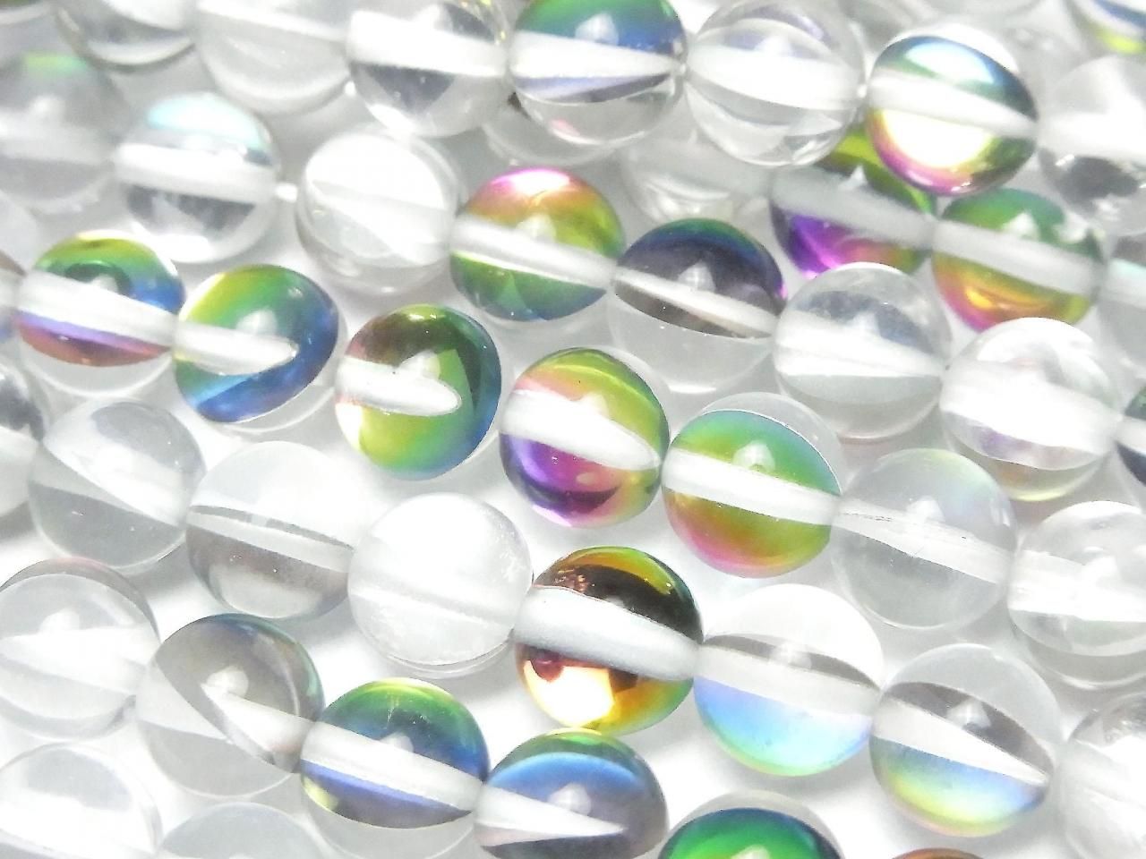Rainbow Luna Flash Round 8mm 1-strand beads (approx. 14 inches/35 cm)