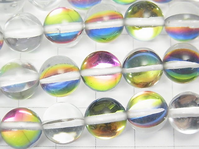 Regenbogen Luna Flash rund 10mm 1strang Perlen (ca. 15 Zoll / 36 cm)
