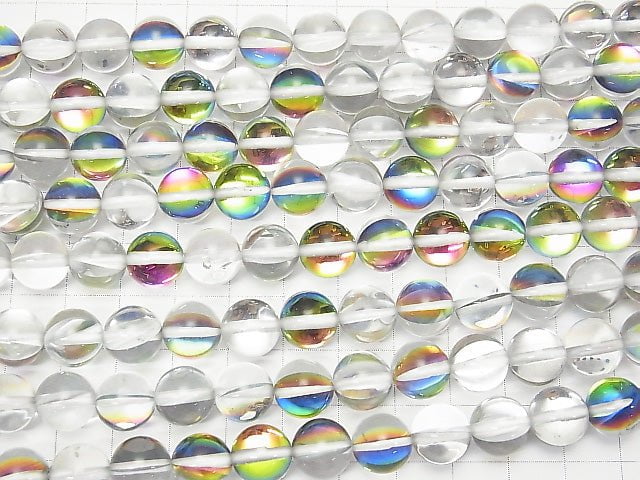 Regenbogen Luna Flash rund 10mm 1strang Perlen (ca. 15 Zoll / 36 cm)