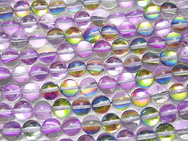 Regenbogen lila Luna Flash rund 10mm 1strang Perlen (ca. 14 Zoll / 35 cm)