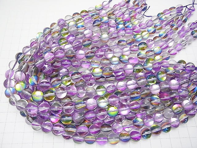 Regenbogen lila Luna Flash rund 10mm 1strang Perlen (ca. 14 Zoll / 35 cm)