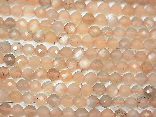 Hochwertig! Silberglanz brauner Mondstein AAA facettierte Rund 4mm 1strang Perlen (ca. 15 Zoll / 38 cm)