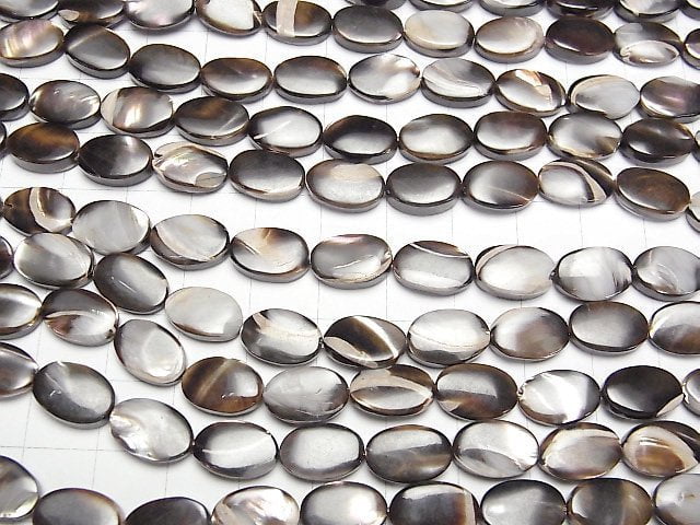 Perlmutt MOP Braun Oval 12x8mm 1Strang Perlen (ca. 15 Zoll / 38 cm)