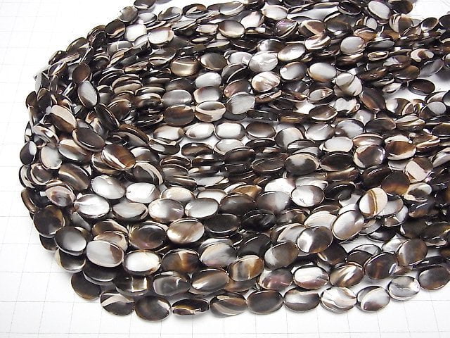 Perlmutt MOP Braun Oval 12x8mm 1Strang Perlen (ca. 15 Zoll / 38 cm)