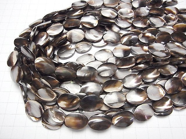Perlmutt MOP Braun Oval 18x13mm 1Strang Perlen (ca. 14 Zoll / 35 cm)