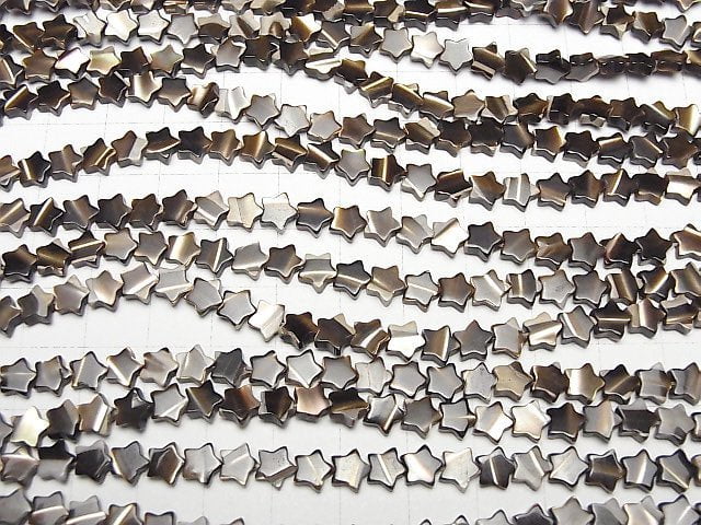 Perlmutt MOP Braun Stern 6x6mm 1Strang Perlen (ca. 15 Zoll / 37 cm)