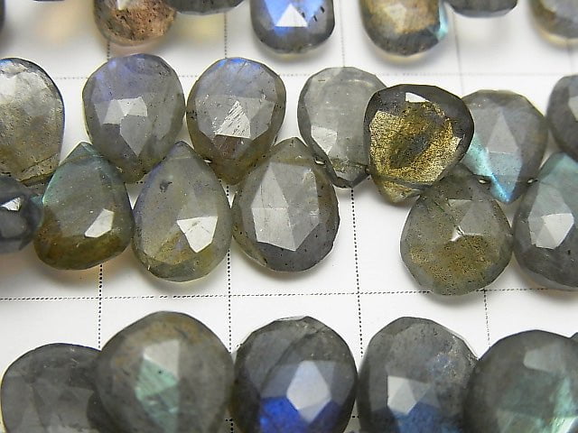 High Quality Labradorite AAA- Pear shape Faceted Briolette half or 1strand beads (aprx.7inch/18cm)
