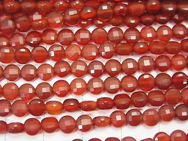 Hohe Qualität! 1Strang 5,79 $! Roter Achat AAA facettierte Münze 4x4x2mm 1Strang Perlen (ca. 15 Zoll / 37 cm)