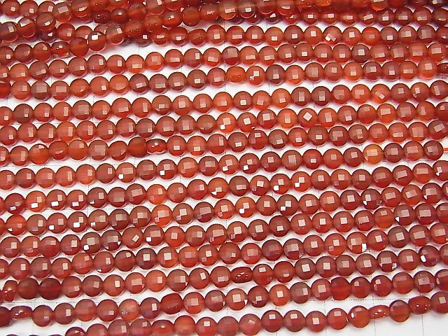 Hohe Qualität! 1Strang 5,79 $! Roter Achat AAA facettierte Münze 4x4x2mm 1Strang Perlen (ca. 15 Zoll / 37 cm)