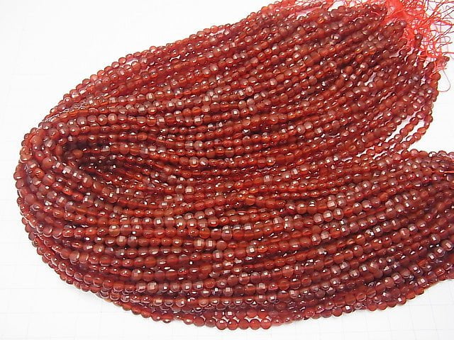 Hohe Qualität! 1Strang 5,79 $! Roter Achat AAA facettierte Münze 4x4x2mm 1Strang Perlen (ca. 15 Zoll / 37 cm)