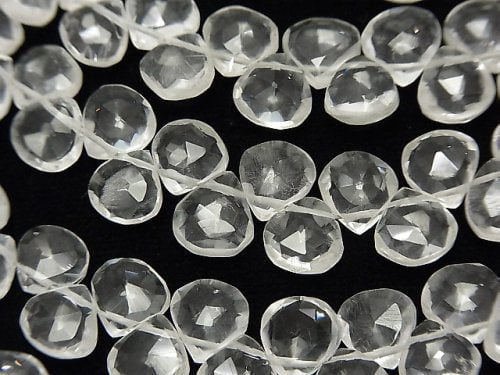 Chestnut Shape, Crystal Quartz, Faceted Briolette Gemstone Beads