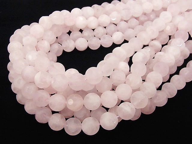 Rosenquarz mit Punkten facettierte Runde 10 mm halbe oder 1 Strang Perlen (ca. 15 Zoll / 38 cm)