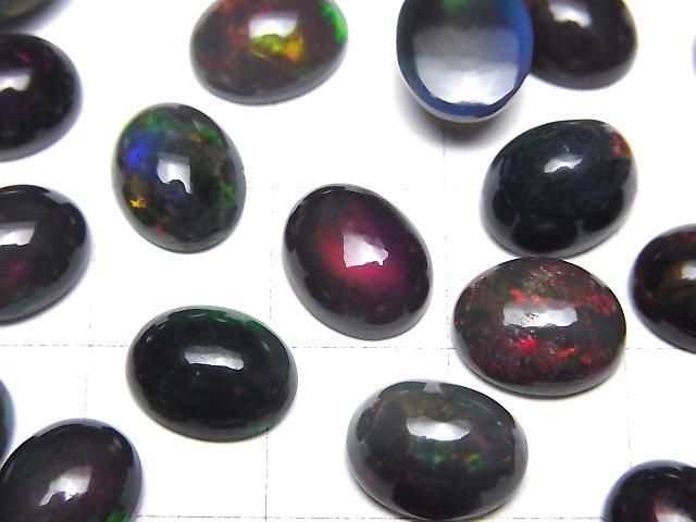Hochwertiger schwarzer Opal AAA ovaler Cabochon 10x8mm 1 Stück