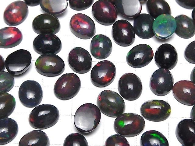 Hochwertiger schwarzer Opal AAA ovaler Cabochon 10x8mm 1 Stück