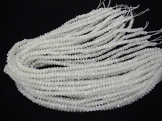 High Quality! Rainbow Moonstone AA++ Faceted Button Rondelle 6x6x3mm half or 1strand beads (aprx.15inch / 38cm)