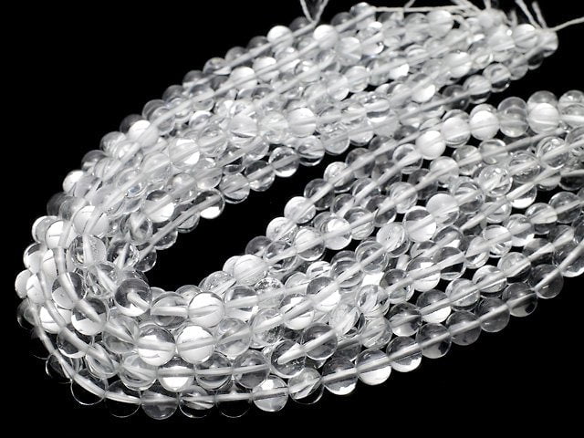 Silber Luna Flash Runde 8mm 1strang Perlen (ca. 14 Zoll / 35 cm)