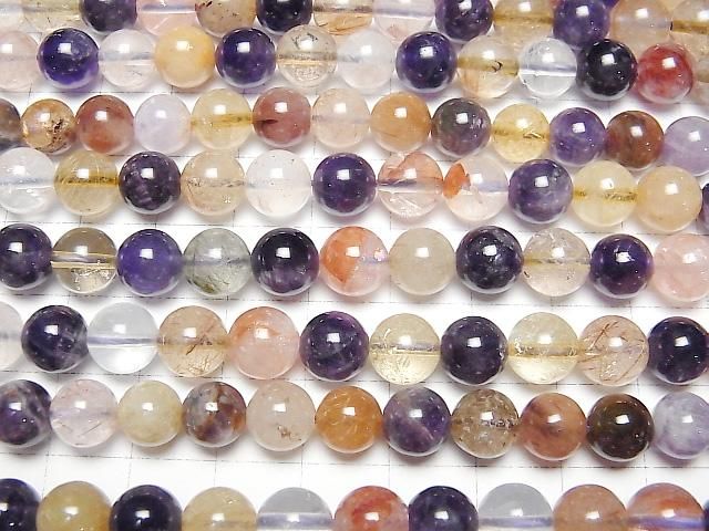 Multicolor-Quarz Runde 8mm halb oder 1strang Perlen (ca. 15 Zoll / 36 cm)