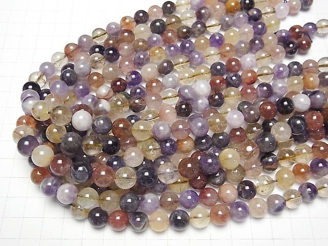 Multicolor-Quarz Runde 10mm halb oder 1strang Perlen (ca. 15 Zoll / 36 cm)