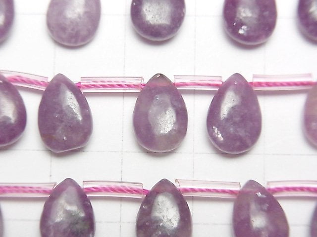 Lepidolith AA++ Birnenform (glatt) 12x8x5mm halb oder 1strang Perlen (ca. 15 Zoll / 37 cm)